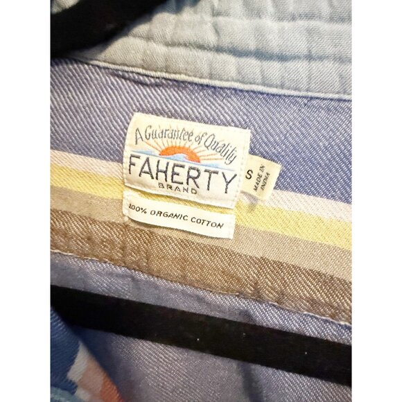 Faherty Mens Belmar Brushed Cotton Overshirt Long Sleeve Button Up Blue Small - Picture 5 of 5